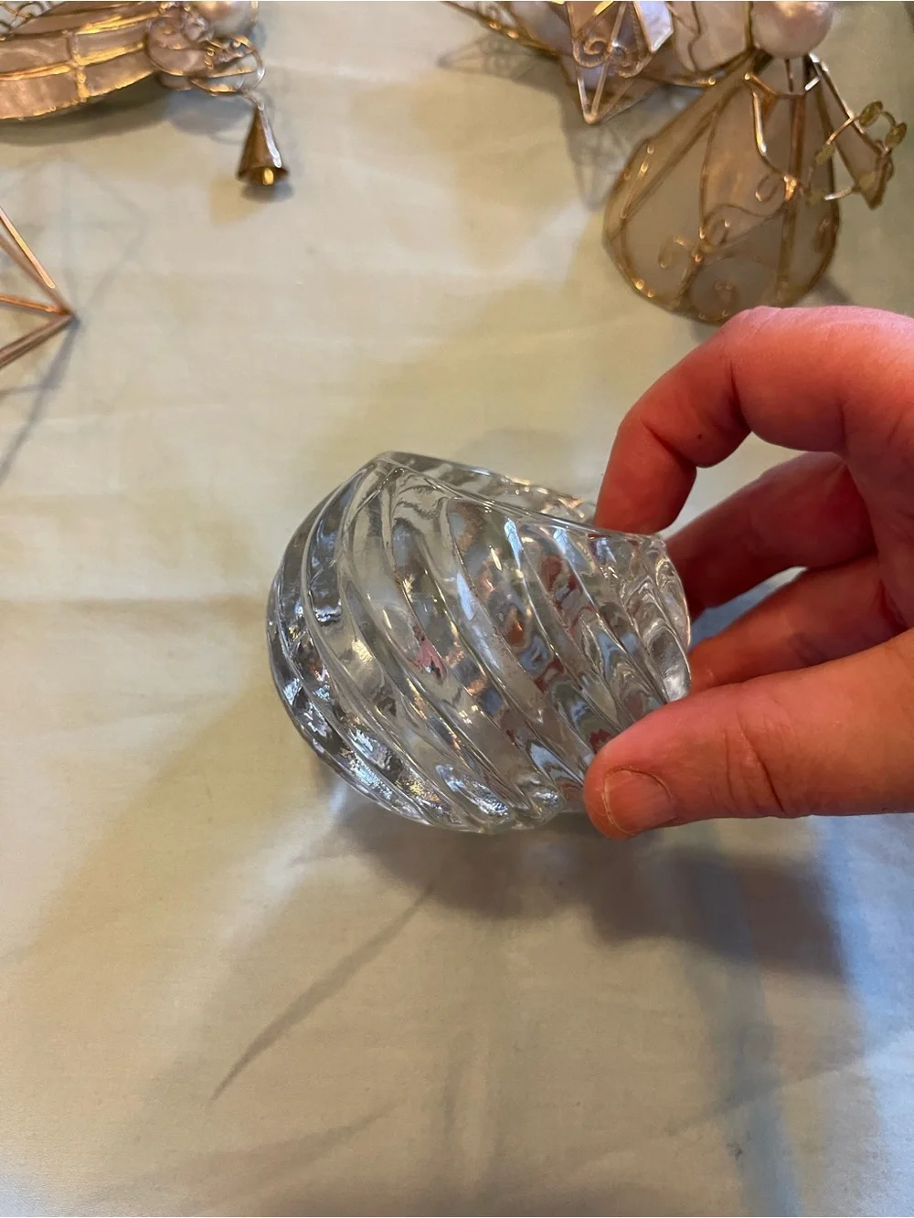 Clear Swirled Glass Votive Candle Holder